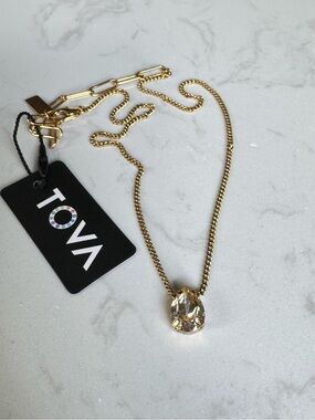 Tova golden shadow pear crystal Pendant Necklace - Gold